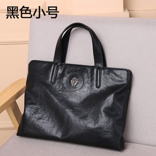 Masino Briefcase Men's Handbag Genuine Leather Bag Men's Bag Shoulder Bag Business Horizontal Crossbody Bag Computer Official Backpack Black Small First-layer Cowhide 13 Inch