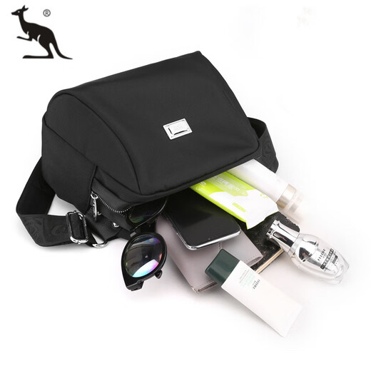 Cool Känguru Nylon Oxford Stoffschalen -Tasche Frauen Crossbody Tasche 2025 Neues lässiges und modisches vielseitiges Leinwand -Umhängetasche Schwarz