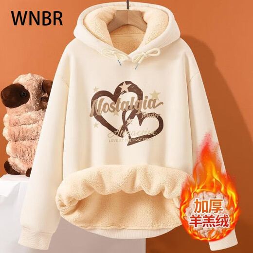 
WNBR lamb velvet sweatshirt for women 2024 autumn and winter new Korean version versatile cartoon printed plus velvet thickened loose hooded top W681 burgundy (light of hope) 2XL recommendation [130-145Jin [Jin equals 0.5 kg]]