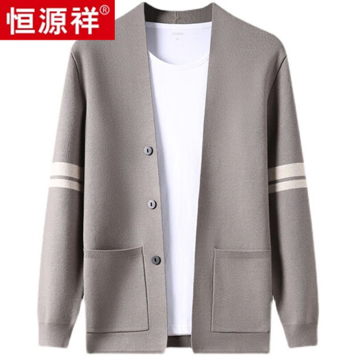 Hengyuanxiang Plush Knitted Sweater Men's Cardigan Spring Autumn Winter Korean Style Casual Thin Collarless Sweater Jacket Men's Top Men's Black Good Quality -Pure Brand 100 High-end Brand