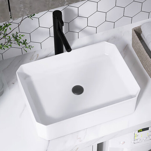 Jiumuwang (JOXOD) Arbeitsplatte Basin Fitionssensi Arbeitsplatten -Basin -Balkon -Waschbecken Einzugsbecken Haushaltswaschbeckengröße Quadratwaschbeckenhygiene 6210 klein (370 x 235x120)