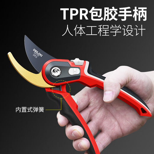 Delixi fruit tree branch pruning scissors branch gardening flower garden flower shears powerful labor-saving scissors professional branch shears two-speed adjustable three-color handle
