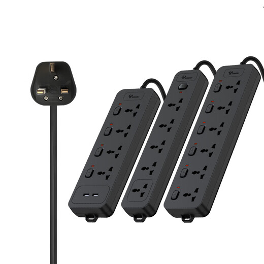 
Bull British standard plug-in Hong Kong version conversion plug Hong Kong version plug international general British style drag plate British standard socket black 5 plug-in position [1050] cable length 3 meters