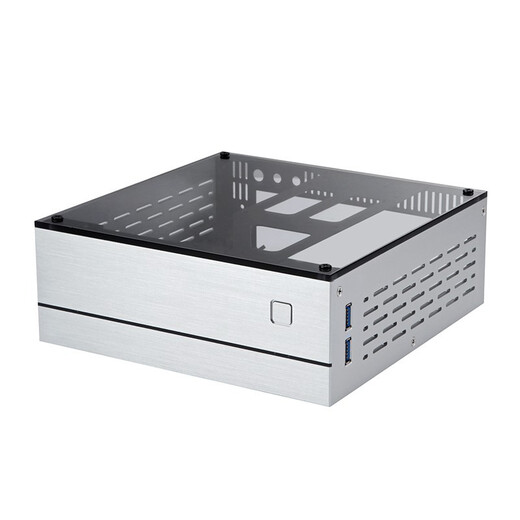 SKTC A01 horizontal ITX mini industrial control HTPC small chassis 55mm cooling aluminum shell bottom rear plate iron frame desktop computer external power supply A01 silver aluminum with 5010 fan holes*4