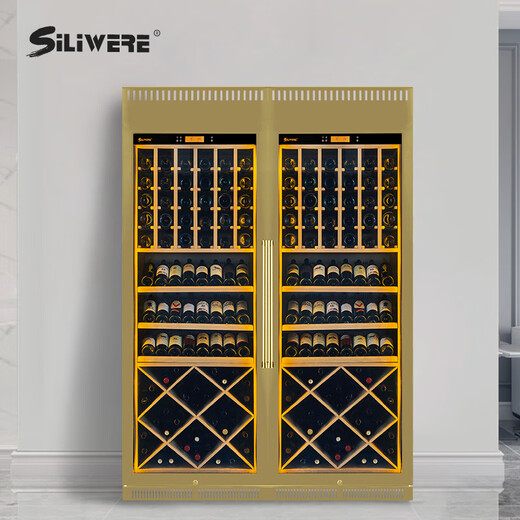 SILIWERE/SILIWERE red wine cabinet, constant temperature wine cabinet, custom wine cabinet, large wine cabinet, double door wine cabinet, custom wine cabinet, width 1600, depth 500, height 2200, champagne gold, 500 bottles, exclusive edition