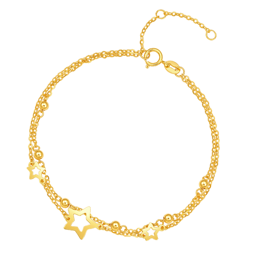 Saturday Fortune Yellow 18K Gold Bracelet Female Star Double Layer Color Gold Bracelet Birthday Gift C0712355 16+3cm