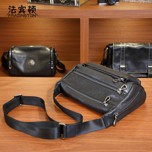 
Fabington FRABINSTON Men's genuine leather shoulder bag Fashion casual versatile crossbody bag Retro multifunctional simple trend Korean mobile phone bag Genuine leather shoulder bag 9738
