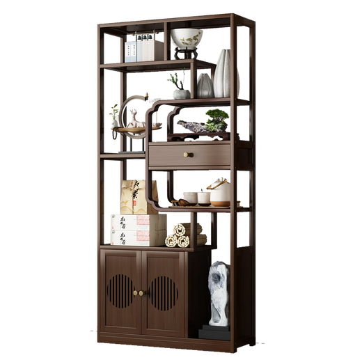 Bamboo Art Jiaxin Chinese Bogu Rack Tea Room Tea Set Ornaments Storage Rack Tea Rack Tea Cabinet Storage Rack Screen Partition Display Cabinet High Cabinet Style
