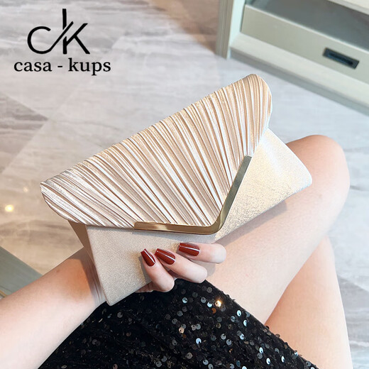 casa-kupsCK女包手拿包气质晚宴信封包女士2024新款绸缎小方包派对聚会单肩 小杏