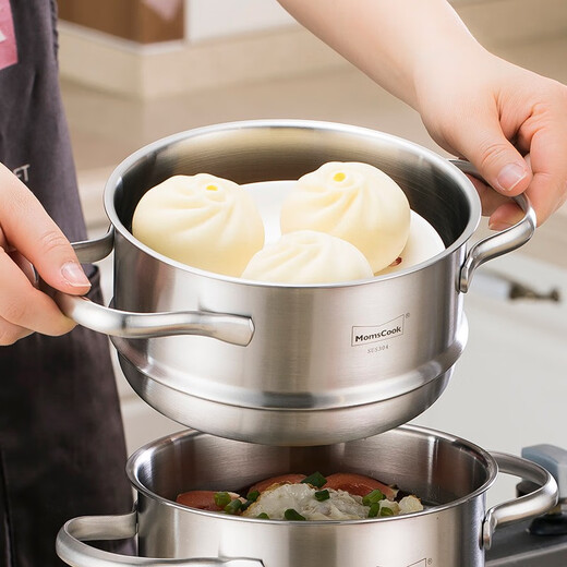 Momscook stainless steel steamer steamer steamer 304 material double-ear steamer (ZG1809) steamer 18cm