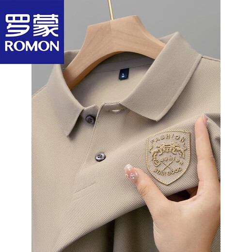 Camiseta de manga corta para hombres de Romon Summer Camiseta de algodón bordado de algodón Base Base Base Base Media manga Top Men Militar Green 9903 Modelo de imagen principal 3xl [Peso sugerido 170-190Jin [Jin iguala 0.5 kg]]]
