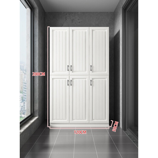 Bumanlen solid wood sunscreen wall storage cabinet large capacity shoe cabinet floor-standing moisture-proof bay window cabinet custom-made sundry cabinet six-door model length 120 depth 50 height 200 free installation