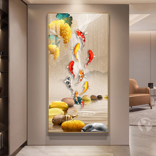 Mopai entrance decorative painting, vertical version, modern simple corridor background wall painting, entry light luxury hanging painting without punching, backed by Jinshan 80*160cm crystal porcelain + aluminum alloy frame