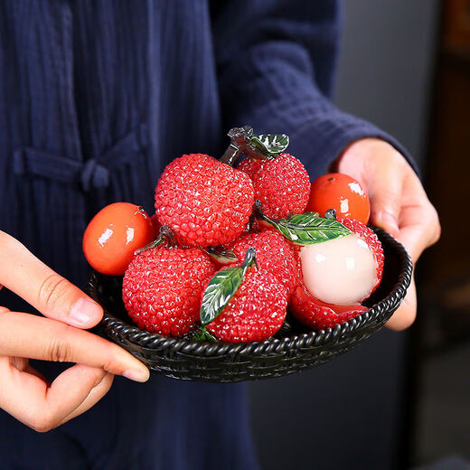 Color-changing lychee tea pet ornaments, high-end boutique, can raise a big lucky big lychee, tea play tea table, tea set accessories, creative decoration, big orange and big lychee-color-changing tea pet (with chassis)