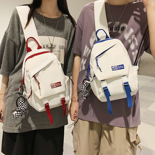法德陆 男生斜挎包小众设计感2022年新款多功能防水青少年大容量平板背包 tianmu9215黑色+扭纽扣
