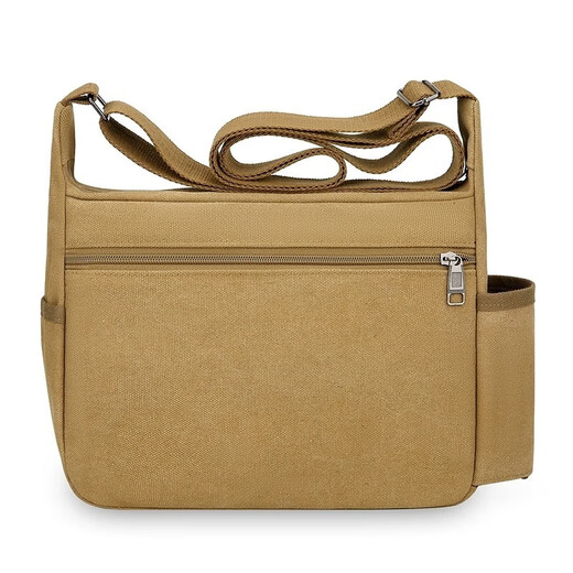 Qiaobolai wear-resistant construction site tool bag large labor protection bag shoulder messenger bag large capacity travel bag large canvas bag men's bag khaki