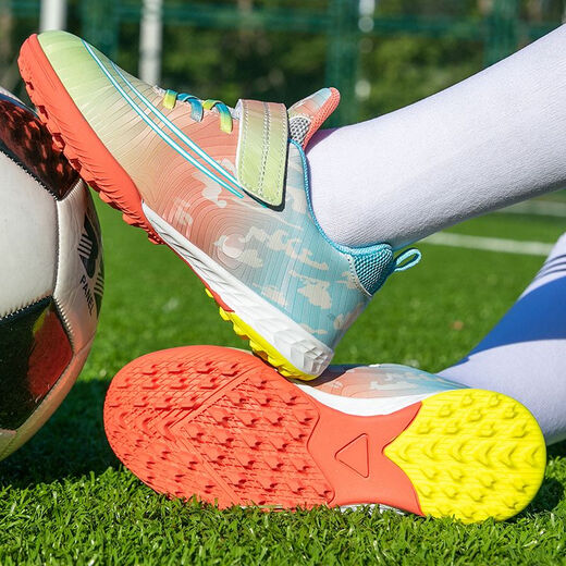 Hongxing Tong Ke Chaussures de course Marque Code cassé pour les femmes de football pour enfants Nails cassés TF Girls 'Training Chaussures Pink non glip 1098 Nails écrasés blancs 30