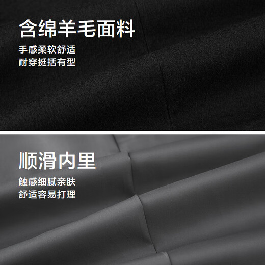 HLA海澜之家西服男春秋款含绵羊毛舒适西装外套男 黑色09 185/104B 52B推荐165~172斤