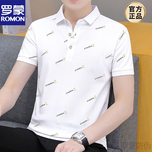 罗蒙（ROMON）夏季新款男士短袖T恤翻领POLO.衫潮流休闲半袖帅气男装有领体恤衫 679黑色 M 建议90-115斤
