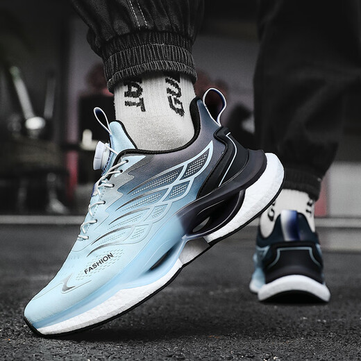 Caotu (CAOTU) men's shoes spring and summer breathable sports and casual men's trendy shoes men's mesh shock-absorbing running shoes men's thick-soled dad shoes men 9887 light blue [leather face style] 39 standard code