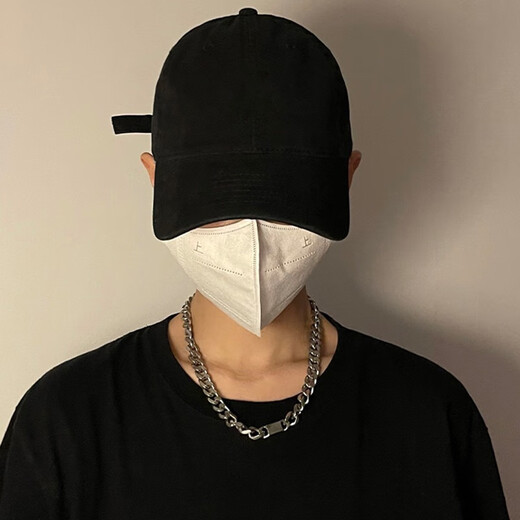 Bonaling big head hat men's trendy baseball hat men's pure color couple Han bend brim showing face small duckball cap men's hat women solid color baseball cap [black] XL plus size (58-62cm) adjustable