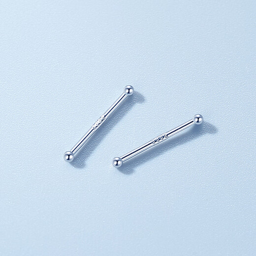 Holycat cat in arms mini double-headed ear sticks 999 silver ear piercing earrings for women to sleep without taking off student military training invisible earrings jewelry 999 silver double-headed ear sticks 2 pairs