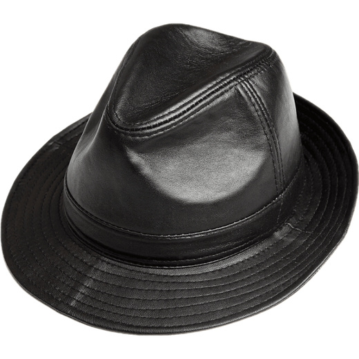 Wild Plum Spring and Autumn Genuine Leather Hat Men's Sheepskin Siren Hat British Big Brim Gentleman Hat Winter Middle-aged and Old Leather Hat Trendy Hat Black 57--58