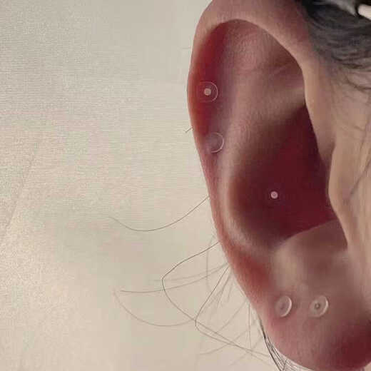 Meipai ear stick for women plastic ear piercing invisible without removal and anti-blocking ear needles for students' ear studs for women transparent ear stick SN1389 3mm flat head ear stick 10 [+ double grid box + ear plug]