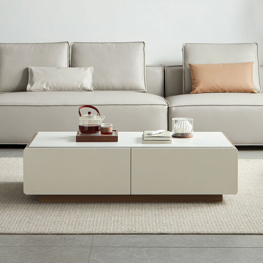 Lin's Home Modern Simple Retractable TV Cabinet Coffee Table Floor Living Room Lin's Wood Industry UV1M Walnut Color Coffee Table