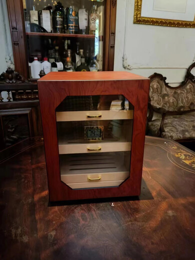 Set of Hakka cigar humidor three-layer small household cigar cabinet cigar box Spanish cedar wood aging box storage box transparent window holds about 30 cigars