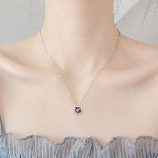 JOLEE necklace female amethyst S925 silver pendant simple fashion clavicle chain jewelry gift for girls one thing and one certificate