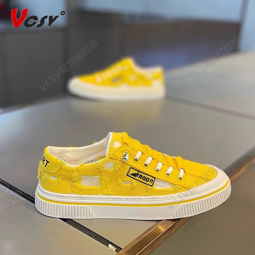 VCSV Brand Light Luxury Canvas Shoes Мужская обувь 2025 Летние дышащие однофутовые туфли с плоской шестой мужчина с толстой белой ткани для мужчин белой высокой мужской обувь 40