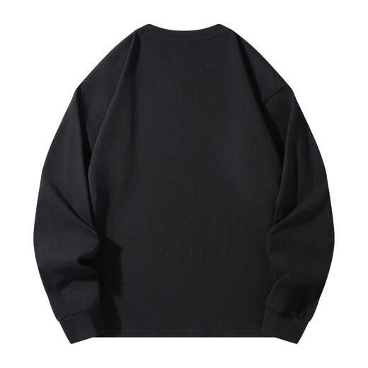 POUM pure cotton American trendy sweatshirt men's autumn and winter casual couple long-sleeved bottoming shirt Y40 black XL
