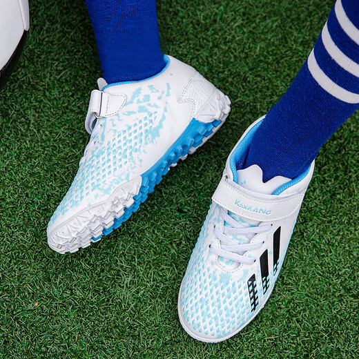 
FEELACES high-value Ronaldo football shoes men's broken nails tf long nails ag Messi artificial grass white student children's training shoes 6199 broken nails white blue 35