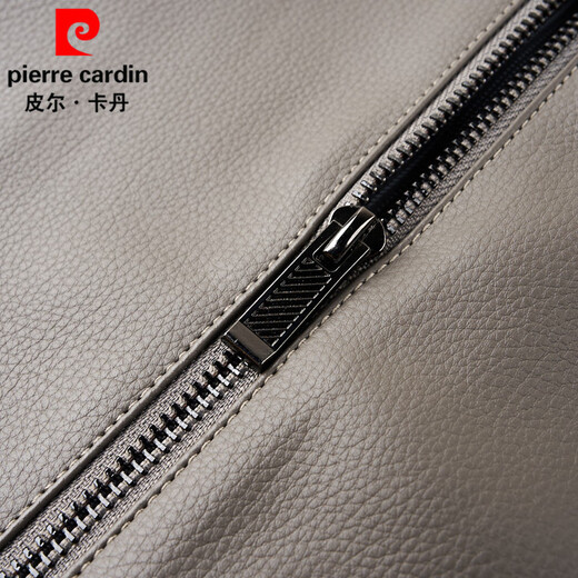 Pierre Cardin high-end leather jacket men's spring and autumn new lapel leather jacket middle-aged dad business casual cycling PU leather jacket coffee color 2XL (185)