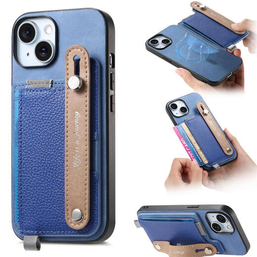 Tongrubi Magsafe Case de teléfonos móviles Adecuado para Apple 15 Promax Bag Magnetic Bag Case de teléfono móvil con bolsa de tarjeta iPhone 14 Muñeco de muñeca Noble Magnetic Case + Bolsa de tarjeta iPhone 16Plus