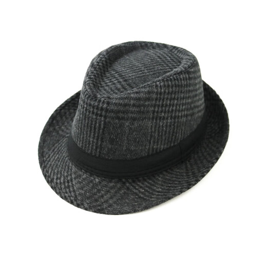 What a cool top hat for middle-aged and elderly men, high-end spring and autumn jazz hat, fashionable British plaid retro gentleman hat, plaid top hat, 2158 plaid top hat, black and gray, adult standard pier circumference 58cm