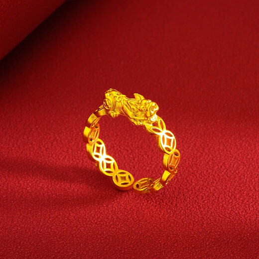 Fat Donglai's same Vietnamese sand gold simple ring with gold swallowing Pixiu opening for women 18K real gold 999 does not fade