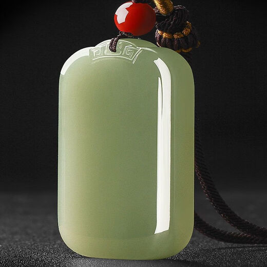 Fat Donglai's same style Hetian jade pendant, Hetian green jade duck egg blue, men's and women's blue and white jade pendant necklace, necklace, cyan