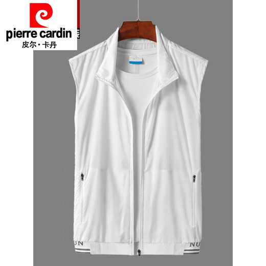 皮尔卡丹（pierre cardin）夏季薄款马甲男士马夹夏天户外速干皮肤衣透气背心坎肩衣外套 806防 晒马甲-牛仔兰 XL