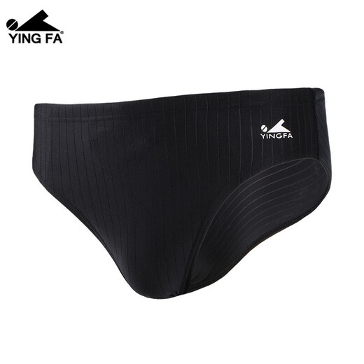 YINGFA Men's Stretch Quick-drying Solid Color Simple Swimming Briefs Professional Competition Training Shorts for Adults and Children Striped Fabric - Black 2XL Recommended Waist Circumference 86-90cm/33-35 Sizes