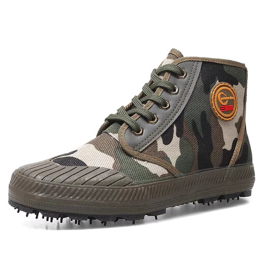 
3531 high-top liberation shoes three-proof canvas shoes men's construction site labor protection shoes migrant workers' work shoes linen breathable and wear-resistant high-top large leaf camouflage 37