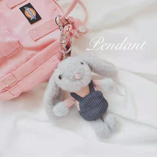 Schoolbag hanging chain women's clothing dead rabbit key chain female cute internet celebrity Korean version student schoolbag hanging bag hanging decoration couple small gift medium gray [pretending to be dead rabbit]