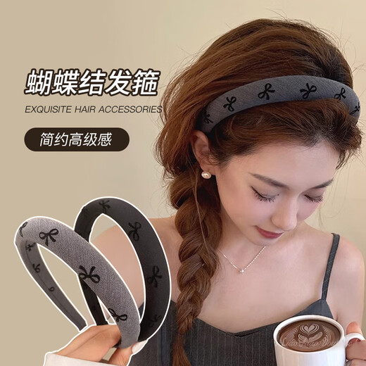 Xiang Wan Hairband Hairpin High-end Sponge Hairband Women's Versatile Temperament Bow Hairpin Headband Going Out Crushed Hair Hair Accessories