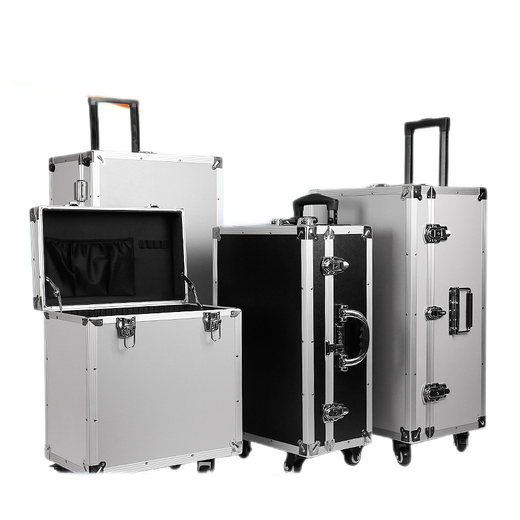 Chengjia aluminum alloy pull rod universal wheel large tool box instrument photographic equipment box sample display packaging rectangular box G053A silver external pull rod universal wheel with partition