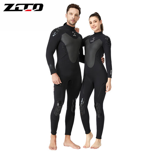 ZCCO New 3mm Diving Suit Men's One-piece Warm Wet Suit Women's Long Sleeve Coldproof Snorkeling Winter Swimsuit Men's Black XL