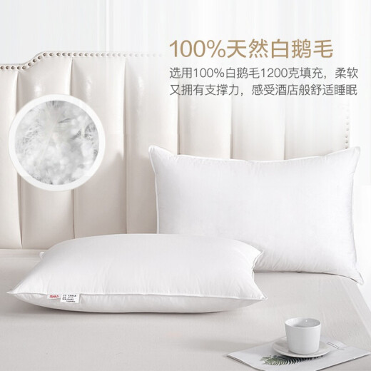 Nanjiren NanJiren Pillow Cotton Feather Pillow Core Hotel Comfortable White Goose Feather Pillow Core Single Pack Pair 2
