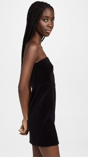 THEORY Women's Velvet Strapless Mini Dress Fashionable and Sexy Party Style Black 6