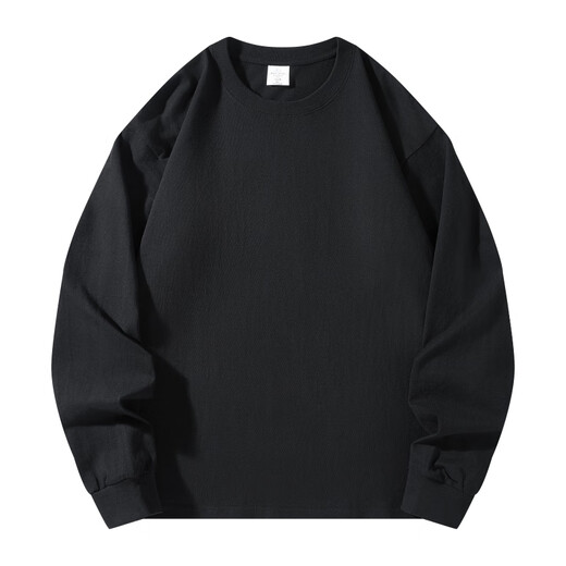 POUM pure cotton American trendy sweatshirt men's autumn and winter casual couple long-sleeved bottoming shirt Y40 black XL
