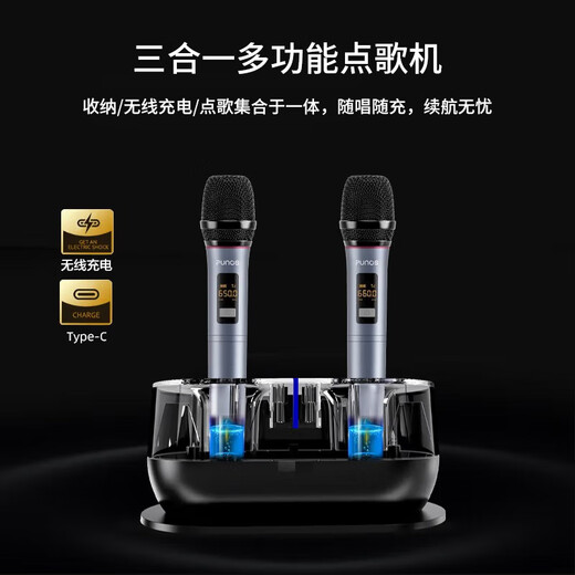 Punos/博浪沙 升级Ai语音控制点歌评分ktv音响套装3D环绕HiFi家庭影院客厅音箱功放家庭ktv唱歌全套设备 PS28Pro(二代)+V6+12个月全民K歌会员